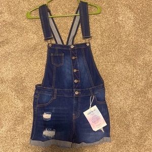 Denim short overalls